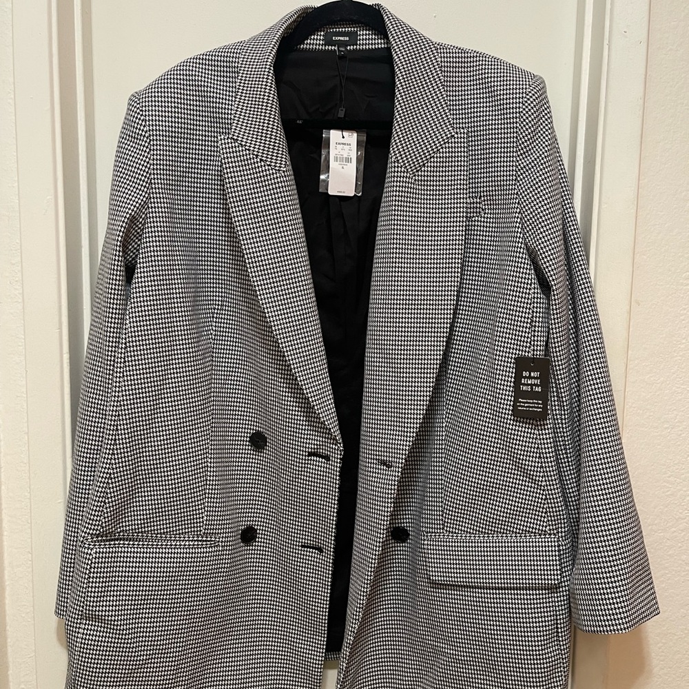 Express Monochrome Houndstooth Blazer